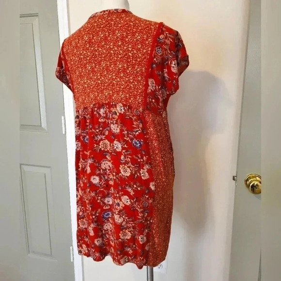 Knox Rose Floral Paisley Print Boho Short Sleeve Dress(XS) - Picture 3 of 10